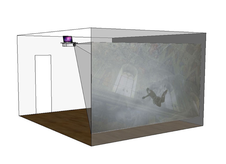 mockup of the video installation, Anti-Apocalypse