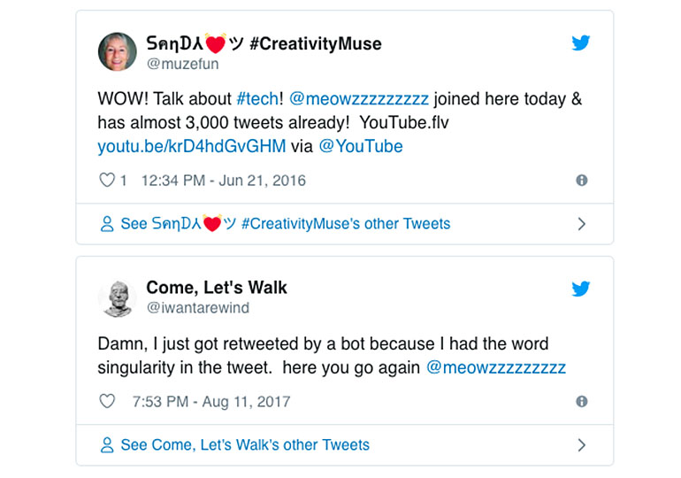 screencapture of Twitter Analytics for Meow Bot